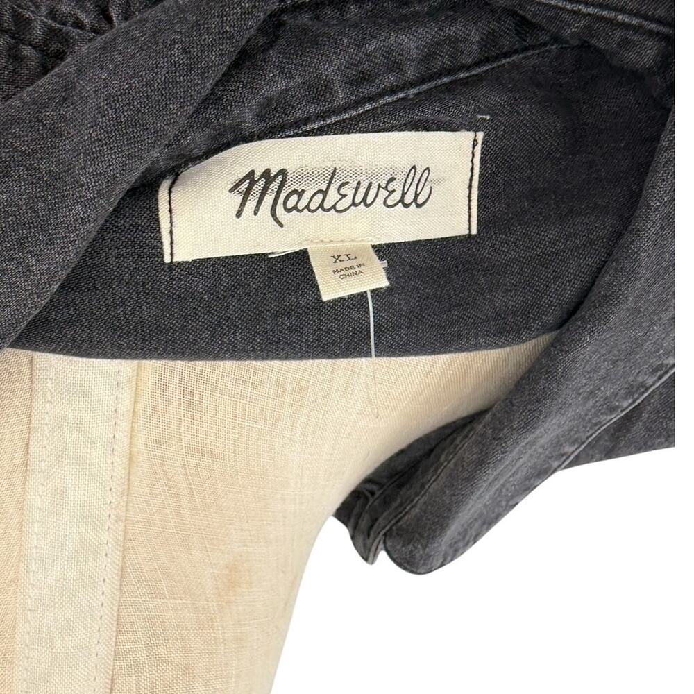 Madewell Denim Oversized Button Front Shirt Black Washed Short Sleeve XL NWT - Picture 7 of 10